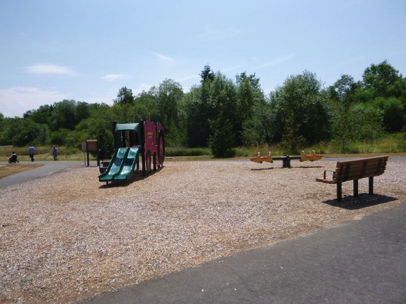 There are a variety of playgrounds with benches along the trail